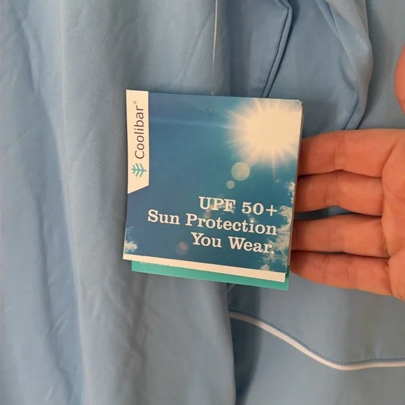 Coolibar match point upf50 long sleeve shirt - NWT large blue - Picture 2 of 4